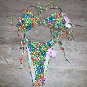 (Bin 6) Wild Fable, multi bathing suit set w/ cheeky bottoms & wrap top, Size M